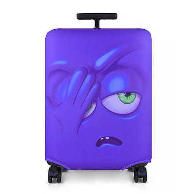 Чехол на чемодан S "Эмоции" синий