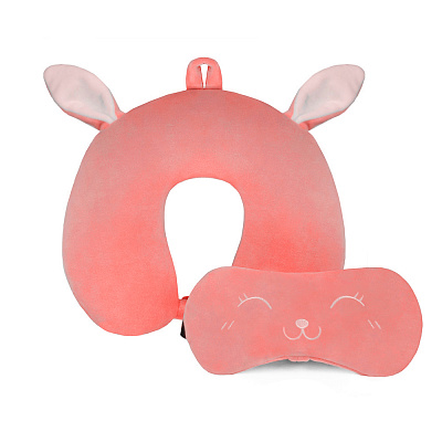 Комплект для путешествий детск (подушка memory foam, маска) GH-5782-30 розовый