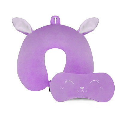 Комплект для путешествий детск (подушка memory foam, маска) GH-5782-30 сирень