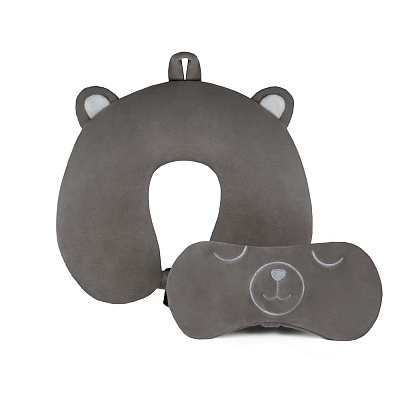 Комплект для путешествий детск (подушка memory foam, маска) GH-5782-30 серый